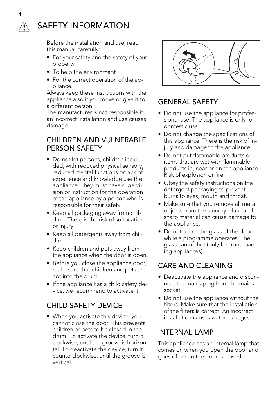 Safety information | AEG L61271WDBI User Manual | Page 4 / 44