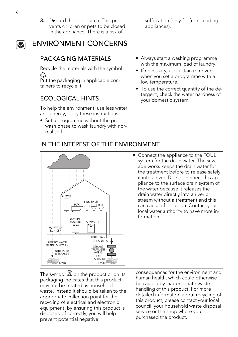 Environment concerns | AEG L61271WDBI User Manual | Page 6 / 44