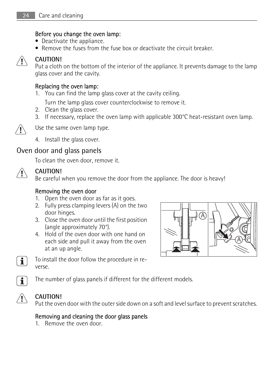 Oven door and glass panels | AEG BP5304001B User Manual | Page 24 / 32