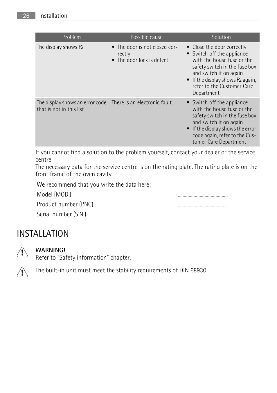 Installation | AEG BP5304001B User Manual | Page 26 / 32