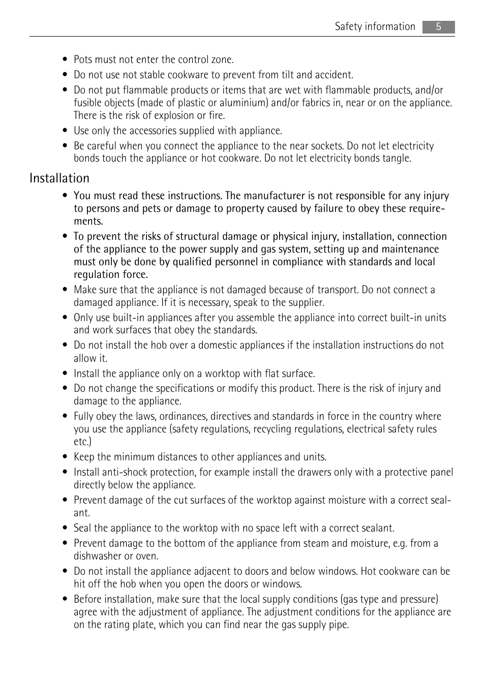 Installation | AEG HG795440NB User Manual | Page 5 / 24