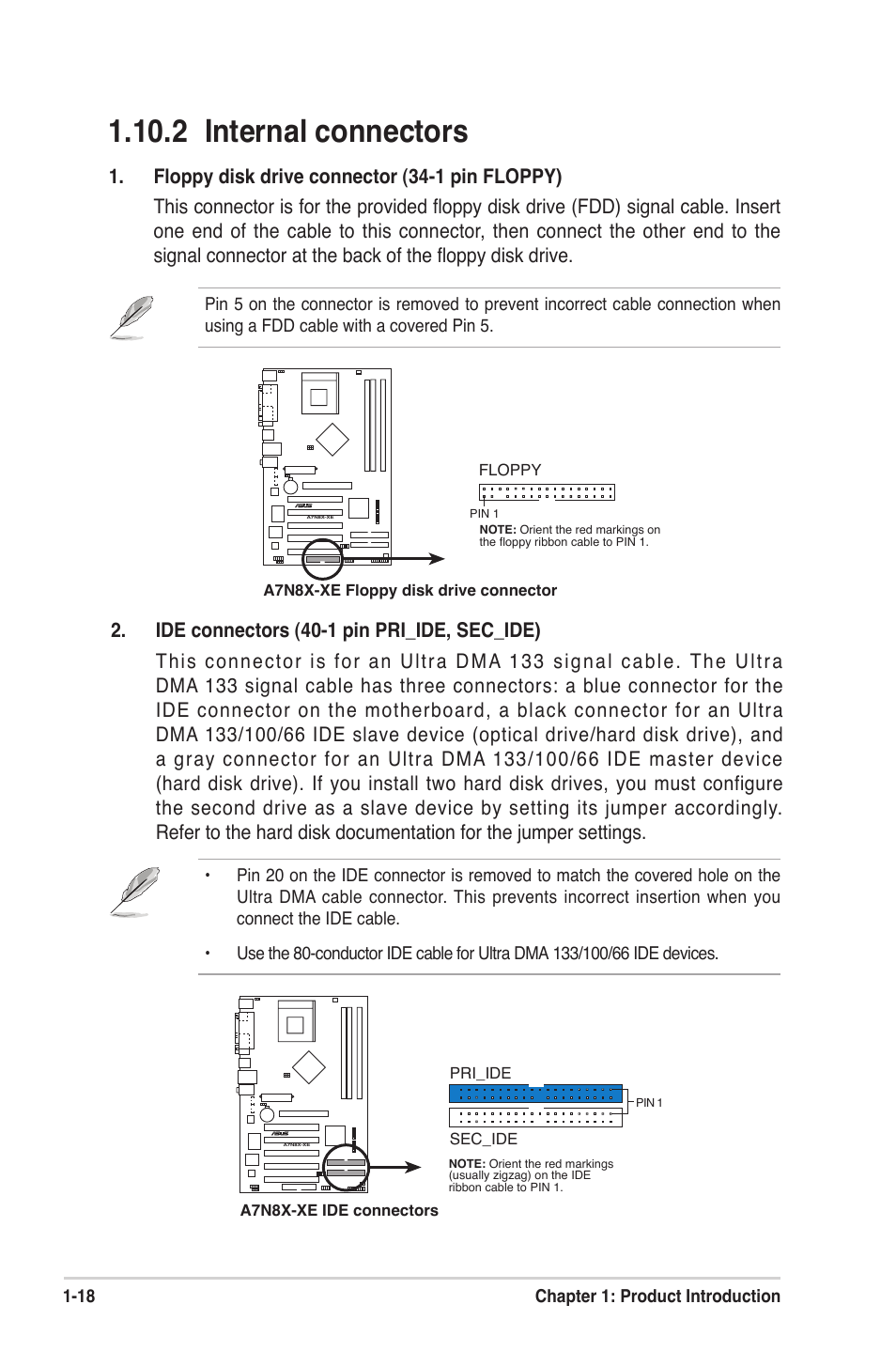 2 internal connectors | Asus A7N8X-XE User Manual | Page 28 / 67