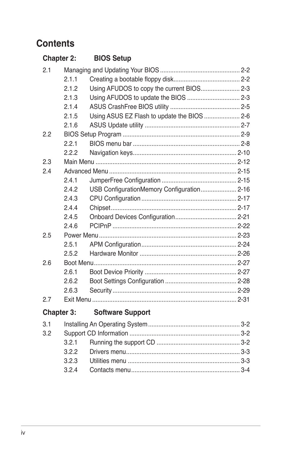 Asus A7N8X-XE User Manual | Page 4 / 67