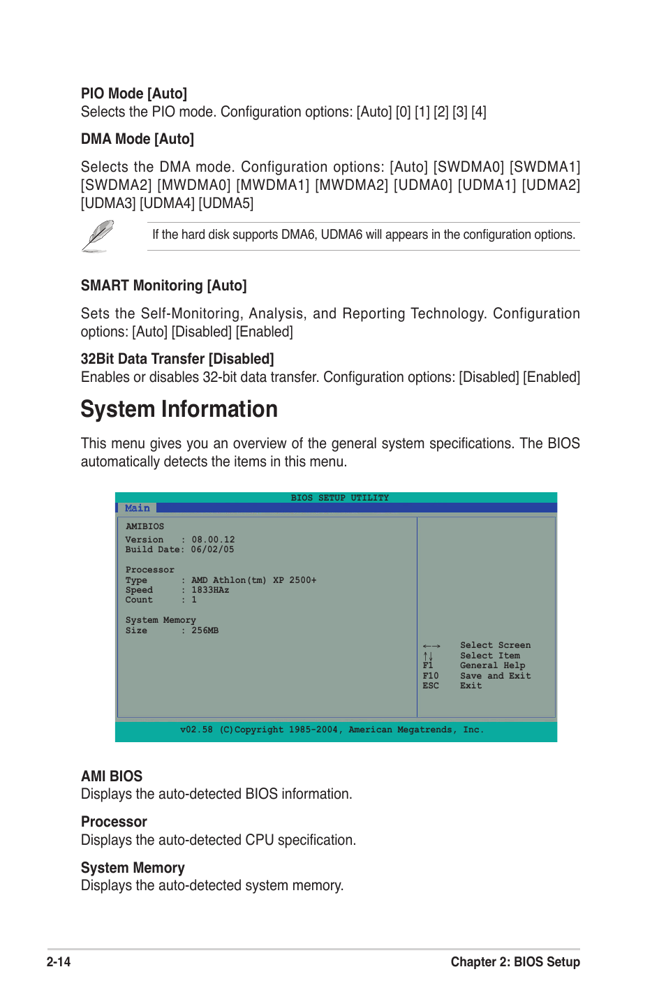 System information | Asus A7N8X-XE User Manual | Page 46 / 67