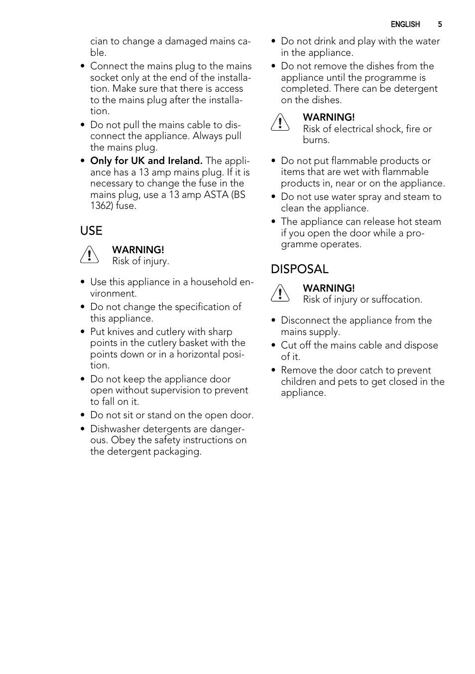 Disposal | AEG F77012M0P User Manual | Page 5 / 24
