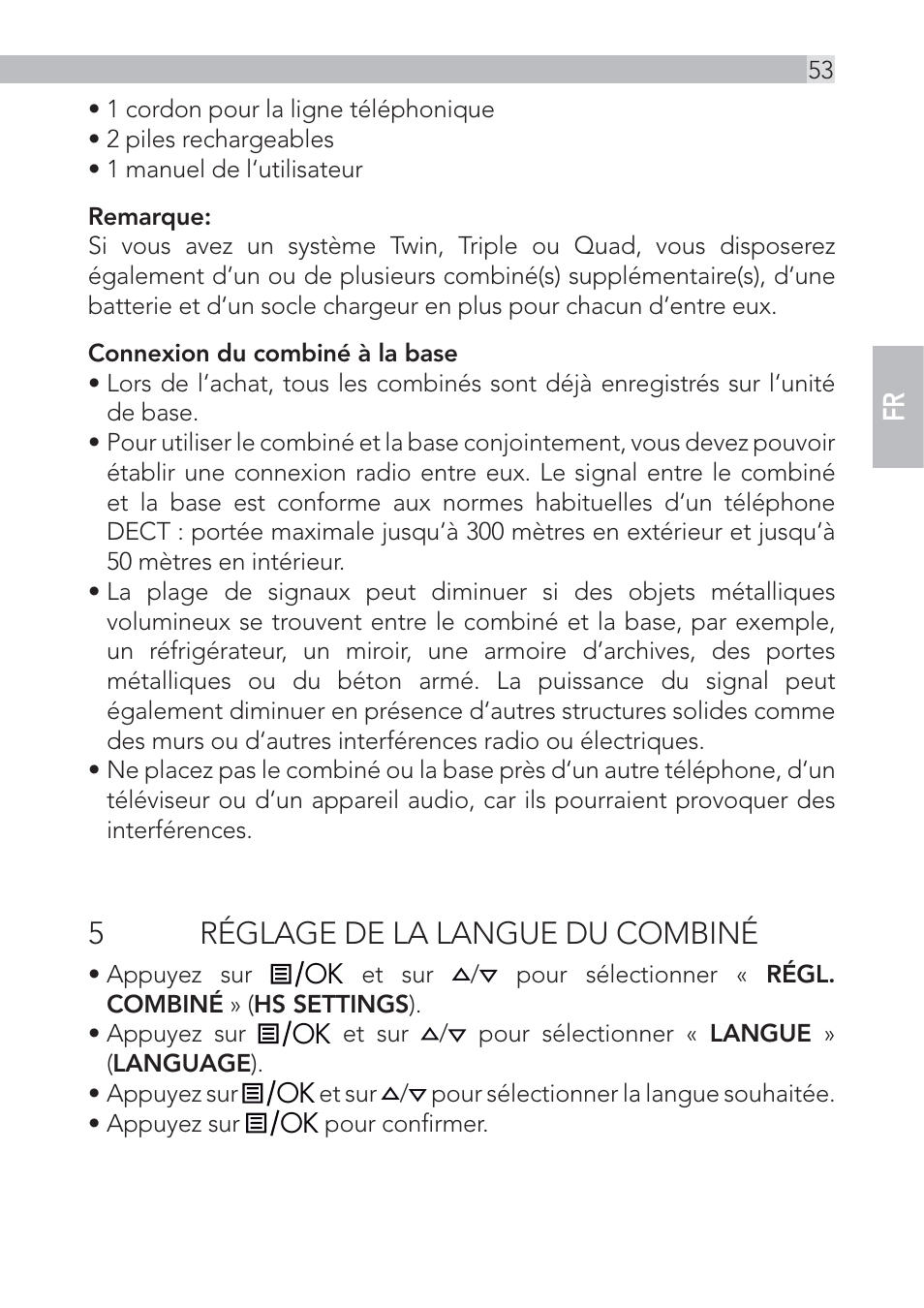 5réglage de la langue du combiné | AEG Voxtel D500 - d550bt User Manual | Page 53 / 100