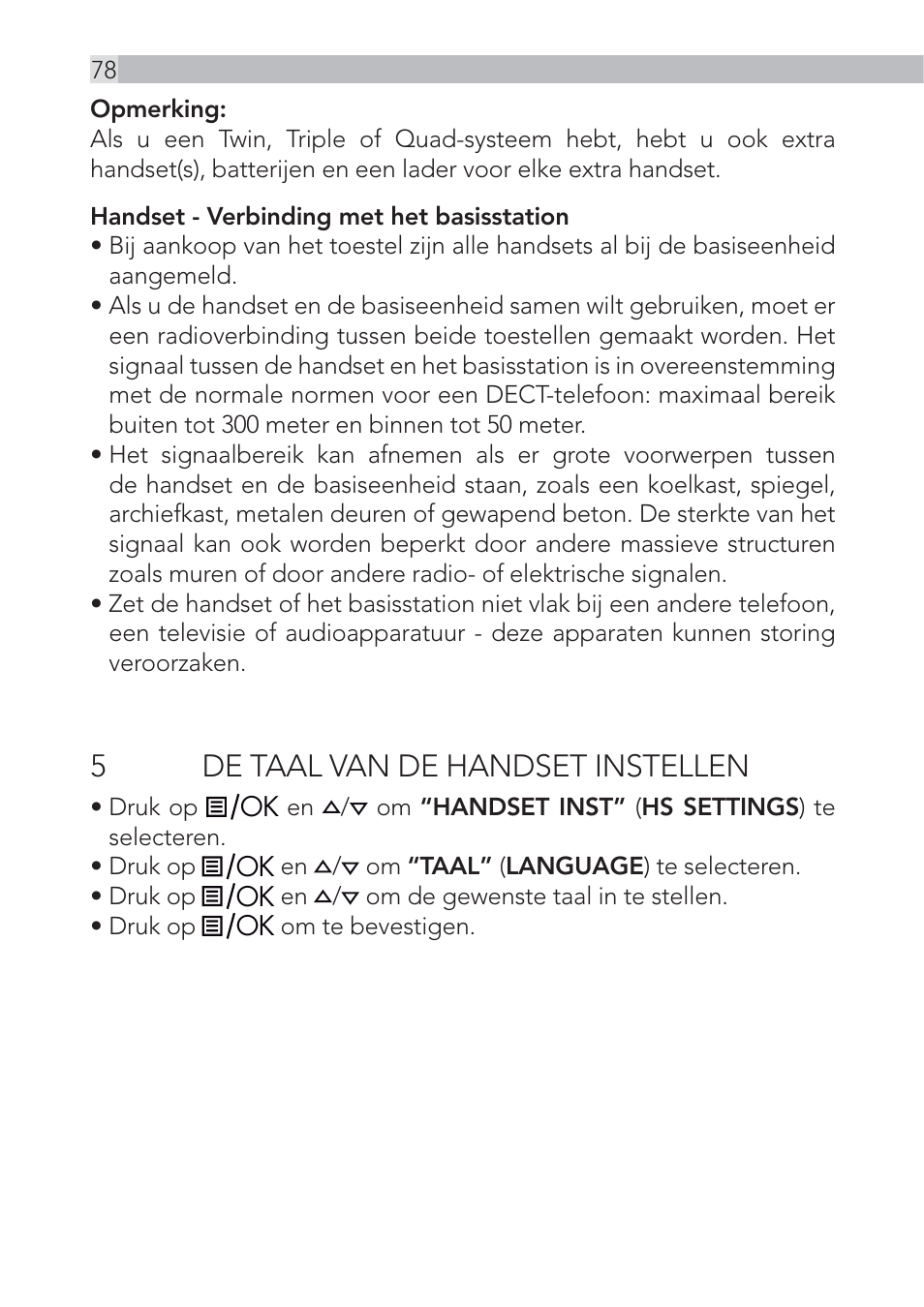 5de taal van de handset instellen | AEG Voxtel D500 - d550bt User Manual | Page 78 / 100