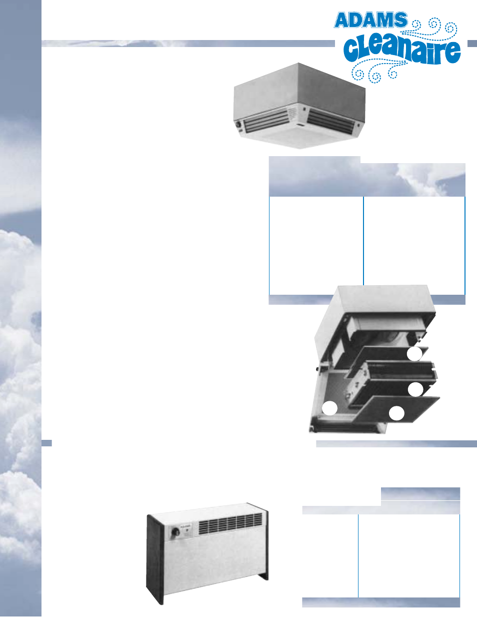 Electronic air cleaner, Portable electronic air cleaner, Cleans air better | Quieter performance, Fits more applications, 100% tested, Reduces heating and cooling costs, Common applications, How cleanaire, Works | Adams Cleanaire User Manual | Page 3 / 4