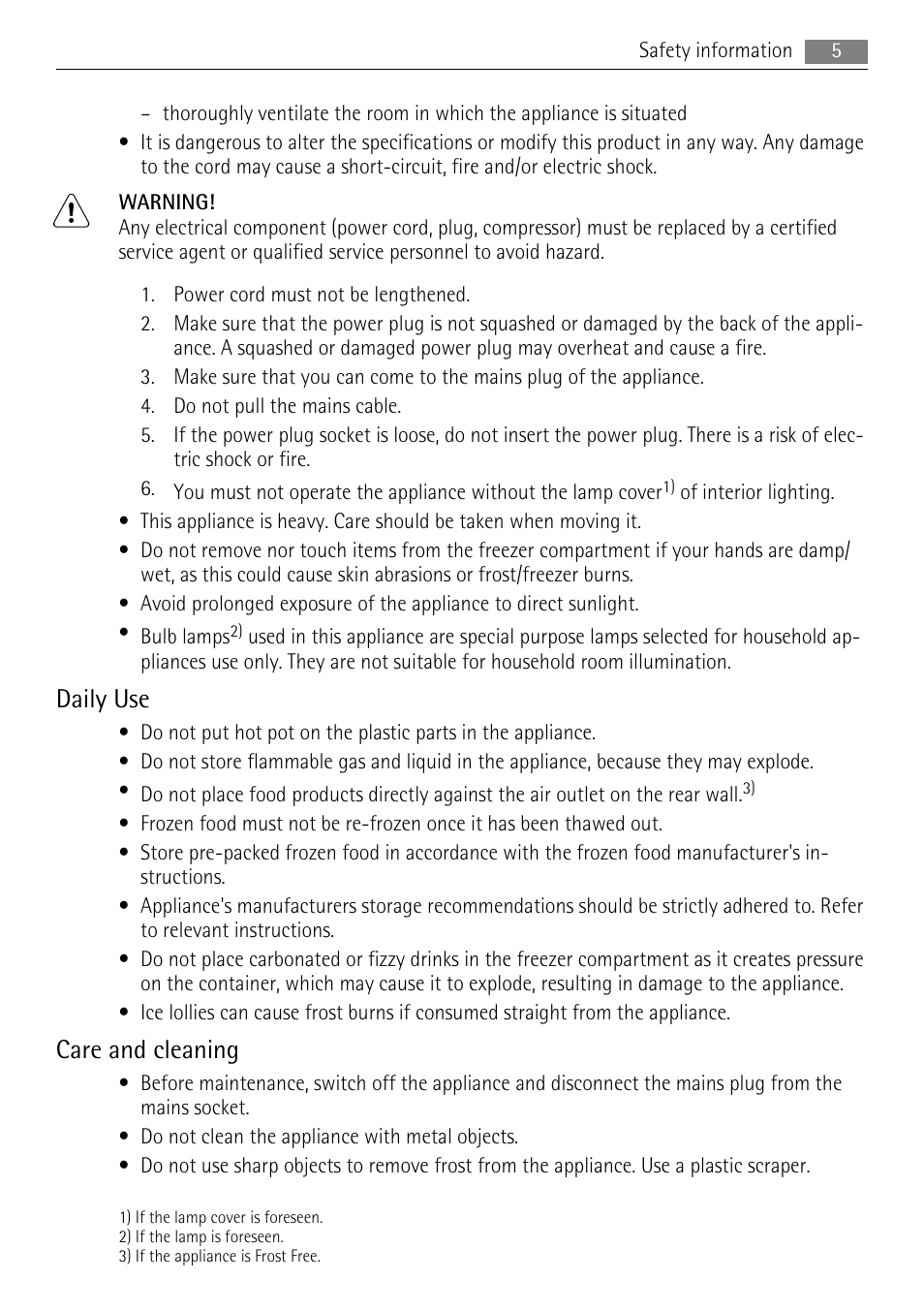 Daily use, Care and cleaning | AEG AGS58800S0 User Manual | Page 5 / 20