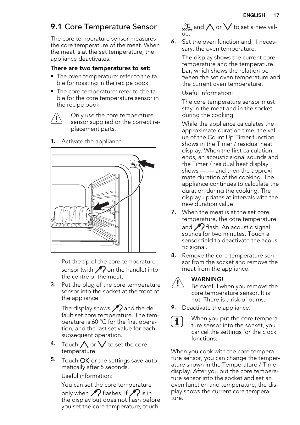 1 core temperature sensor | AEG BY9314001M User Manual | Page 17 / 52