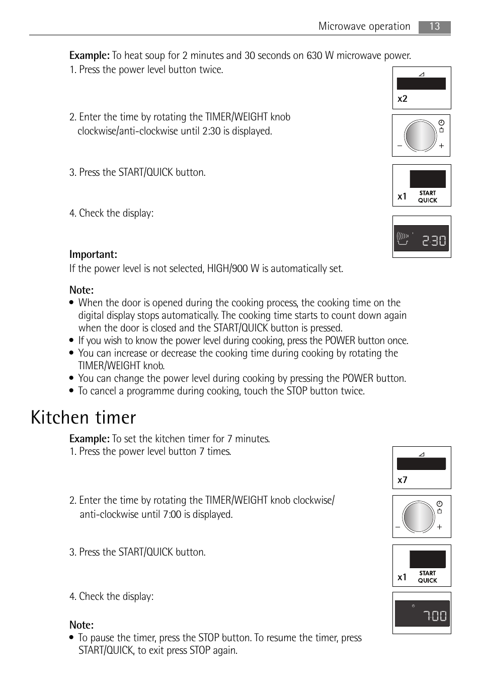 Kitchen timer, X2 x1, X7 x1 | AEG MCD3885E-M User Manual | Page 13 / 36