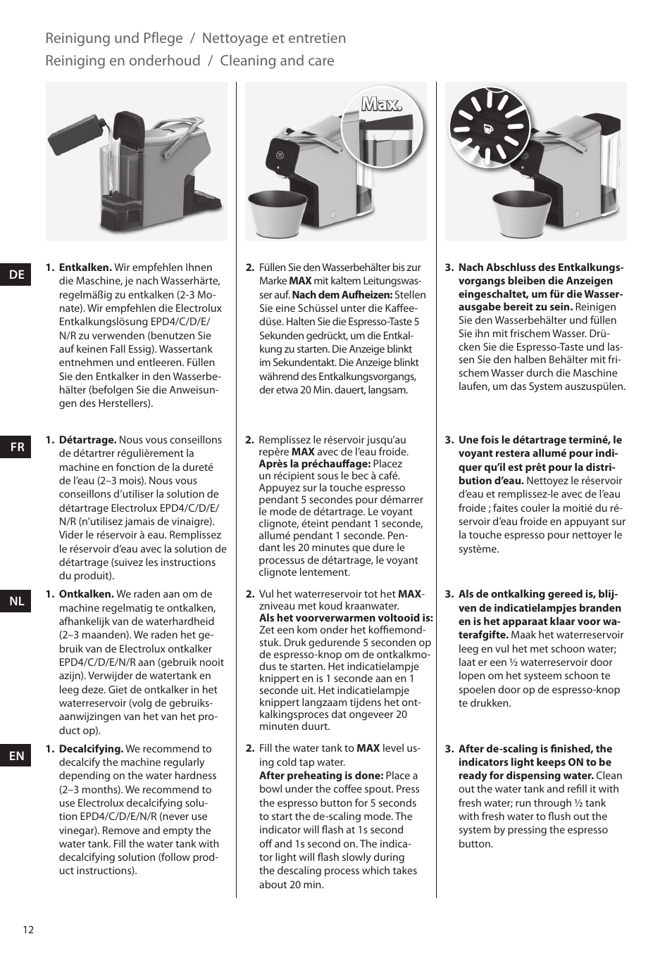 Reinigung und pflege, Nettoyage et entretien, Reiniging en onderhoud / cleaning and care | AEG LM5100-U User Manual | Page 12 / 24