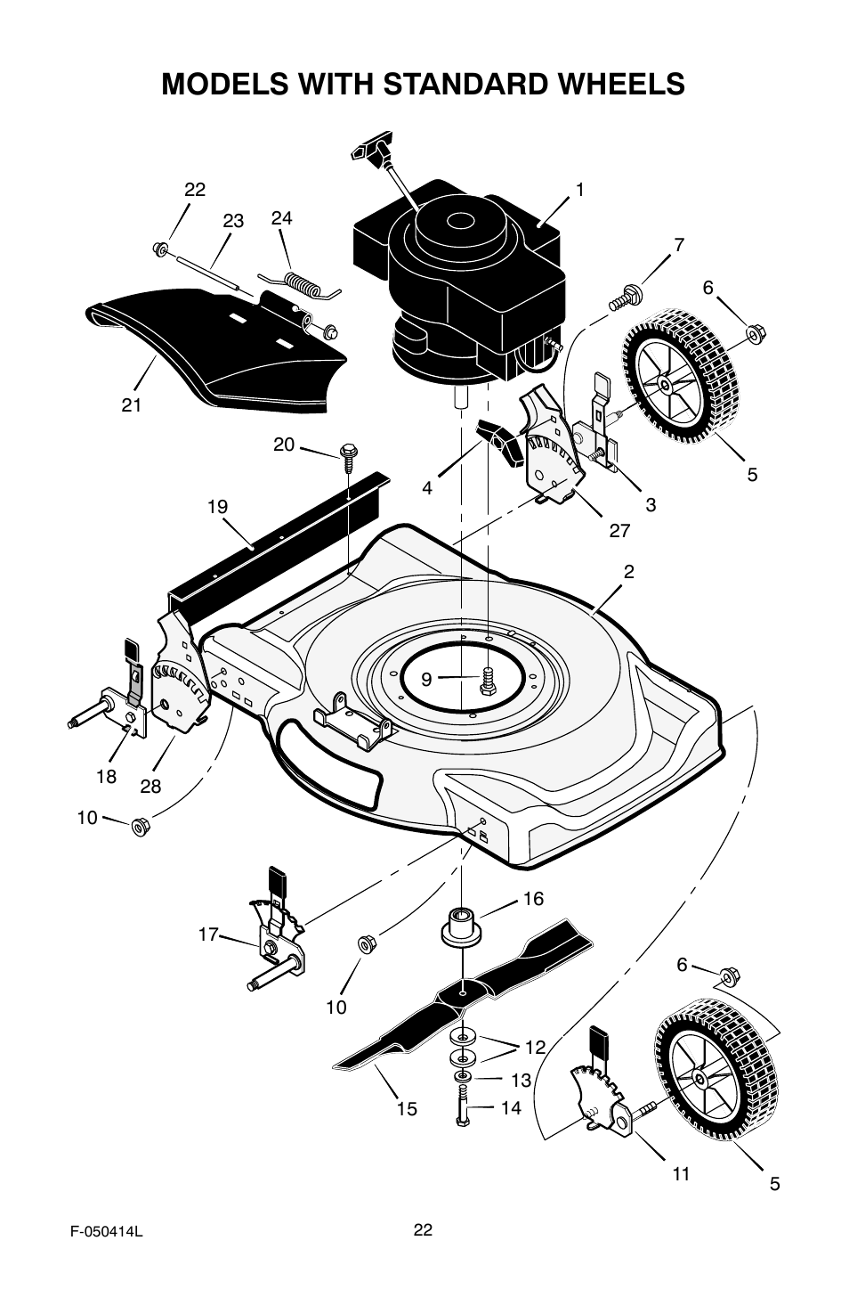 Models with standard wheels | Adams 22 User Manual | Page 22 / 28