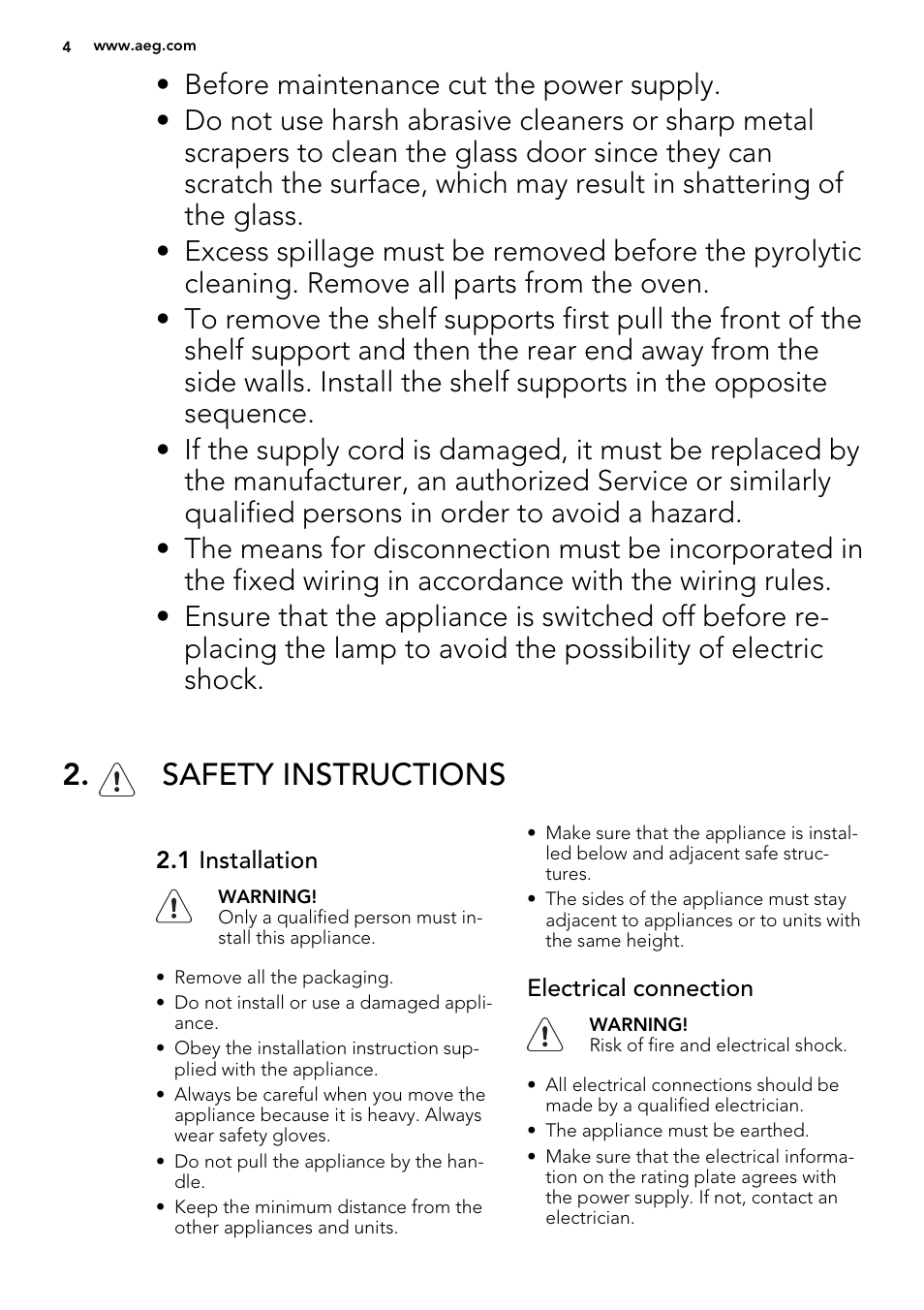 Safety instructions | AEG BE5304001B User Manual | Page 4 / 40