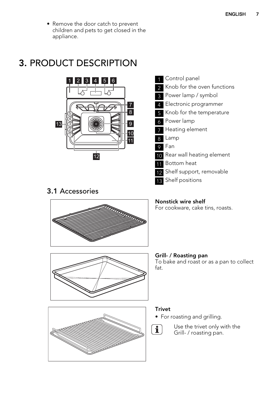 Product description, 1 accessories | AEG BE5304001B User Manual | Page 7 / 40