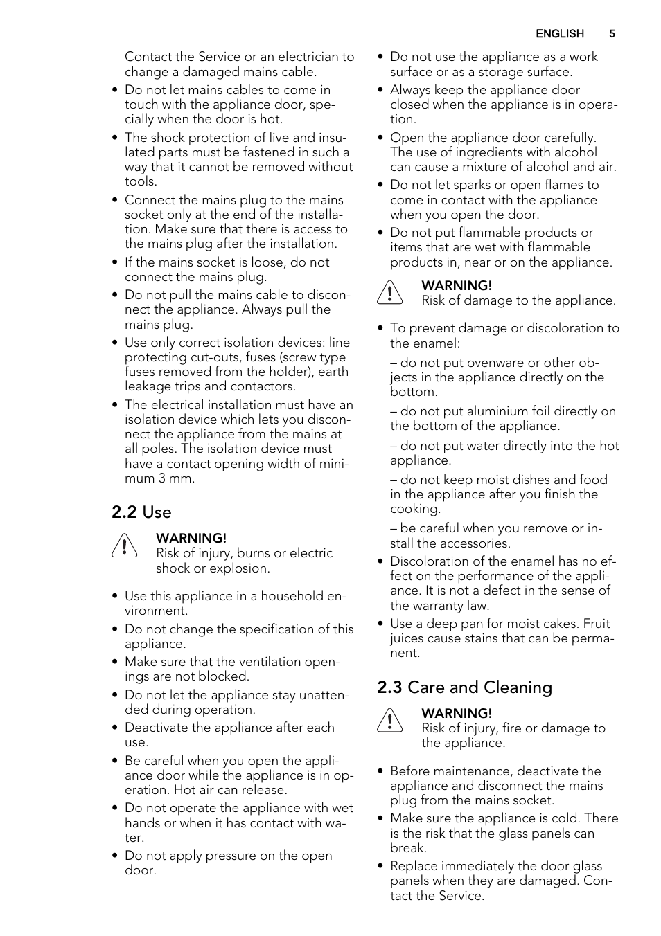 2 use, 3 care and cleaning | AEG NC7003000M User Manual | Page 5 / 32