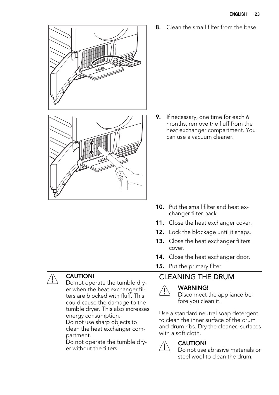 Cleaning the drum | AEG T86280IC User Manual | Page 23 / 32
