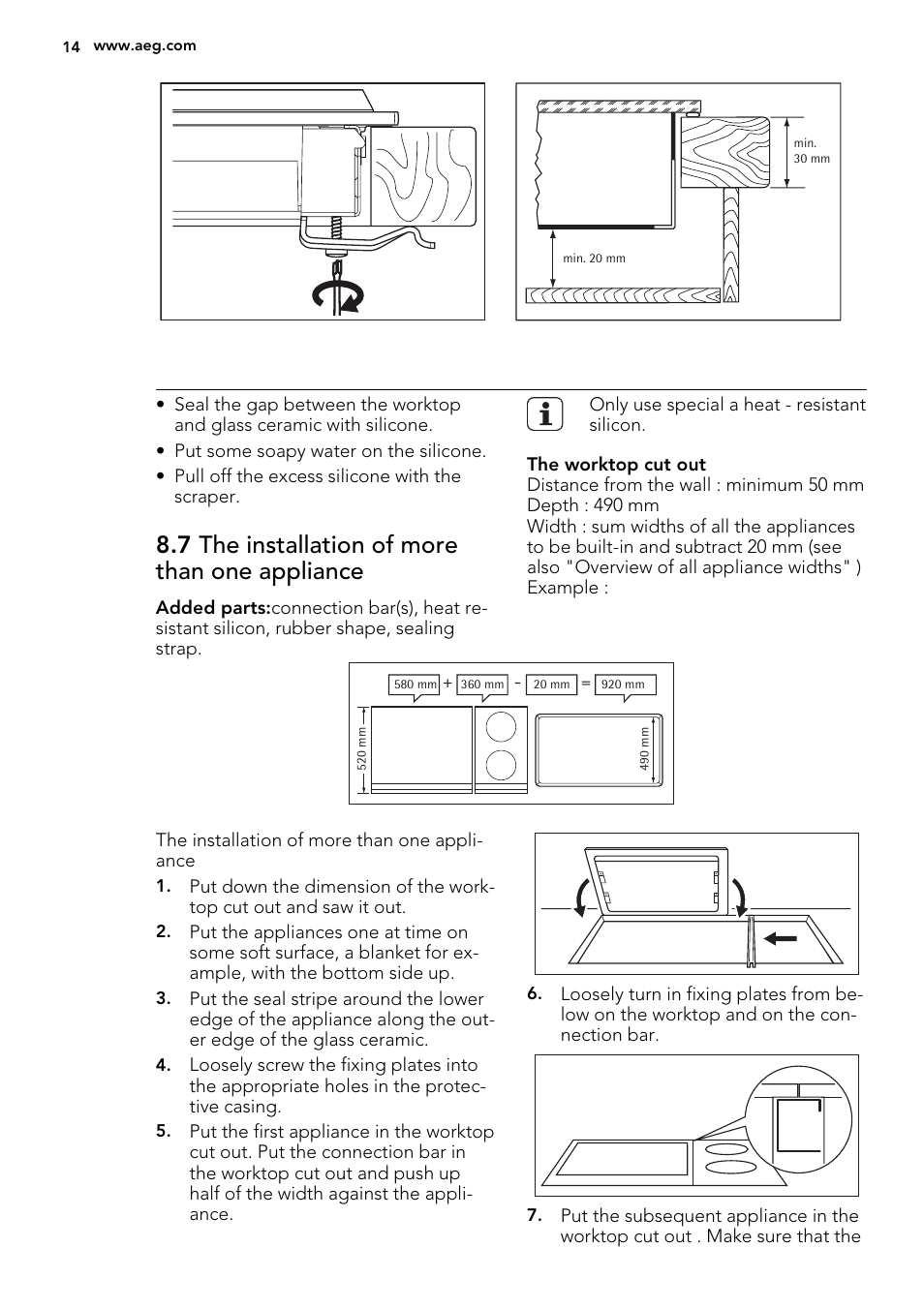 7 the installation of more than one appliance | AEG HC452400EB User Manual | Page 14 / 20