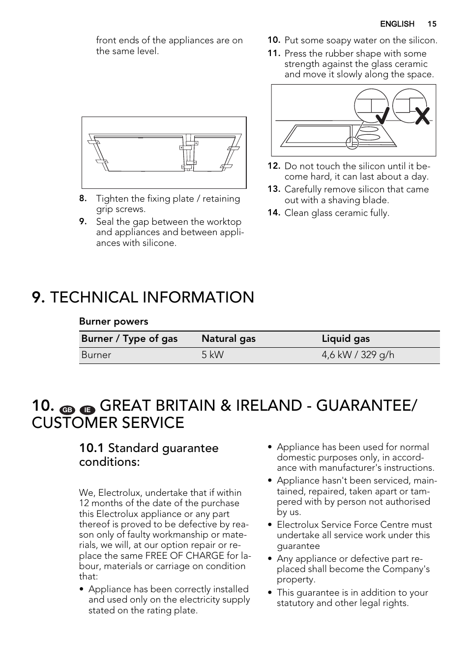 Technical information, 1 standard guarantee conditions | AEG HC452400EB User Manual | Page 15 / 20