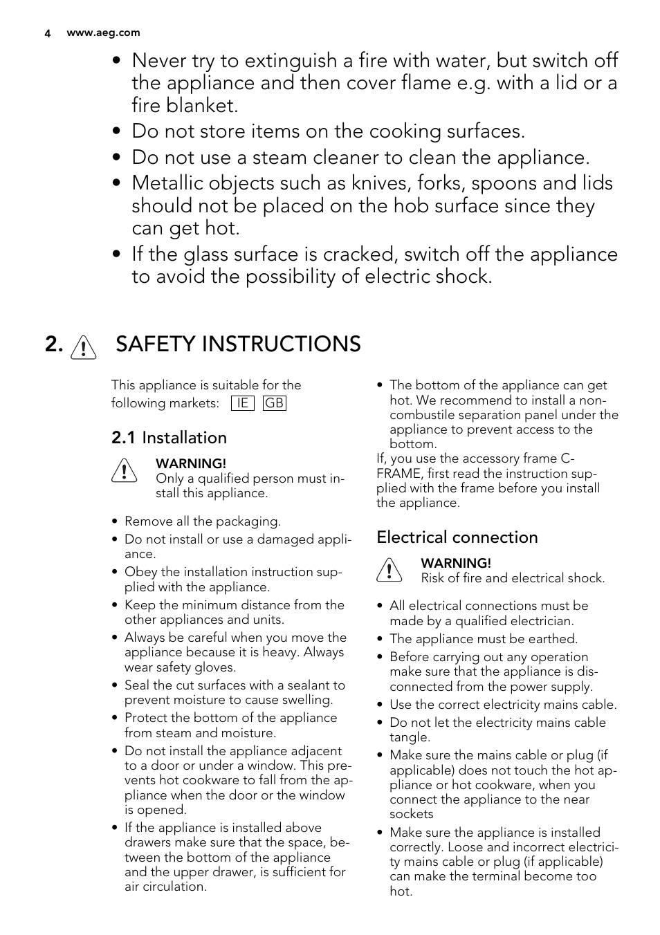 Safety instructions | AEG HC452400EB User Manual | Page 4 / 20