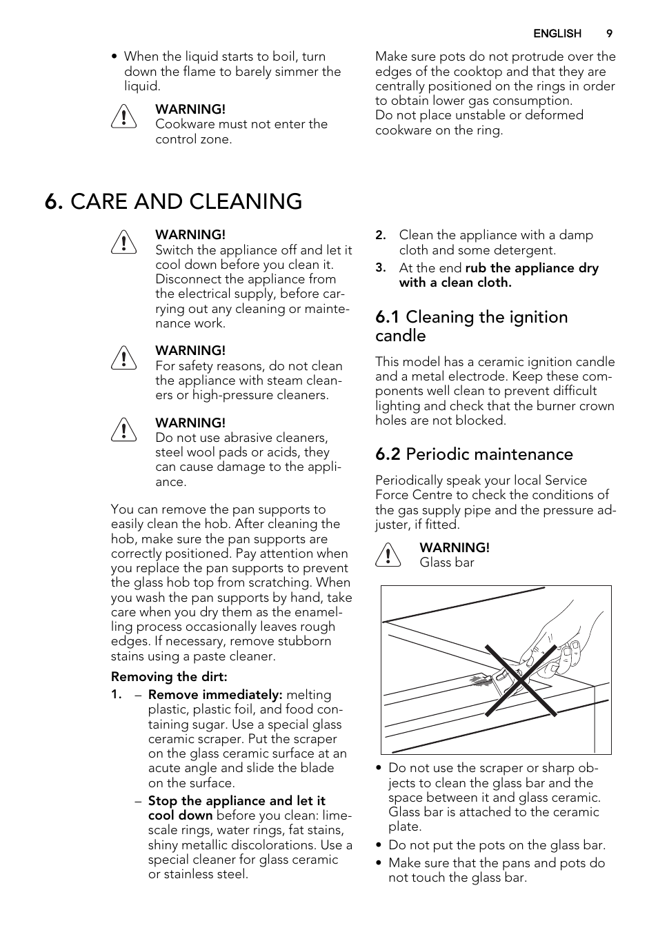 Care and cleaning, 1 cleaning the ignition candle, 2 periodic maintenance | AEG HC452400EB User Manual | Page 9 / 20