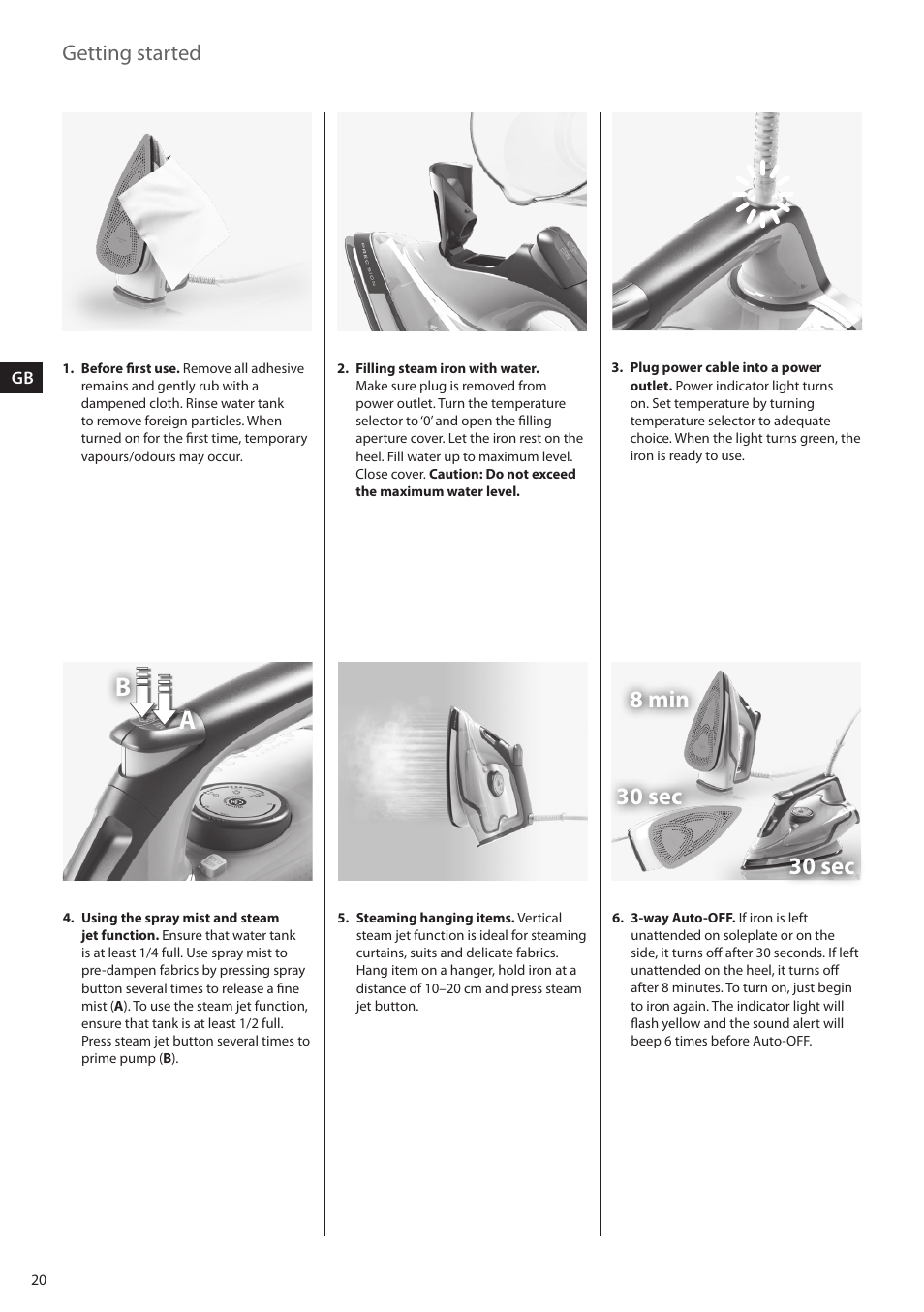 Getting started | AEG DBS2300-U User Manual | Page 20 / 24