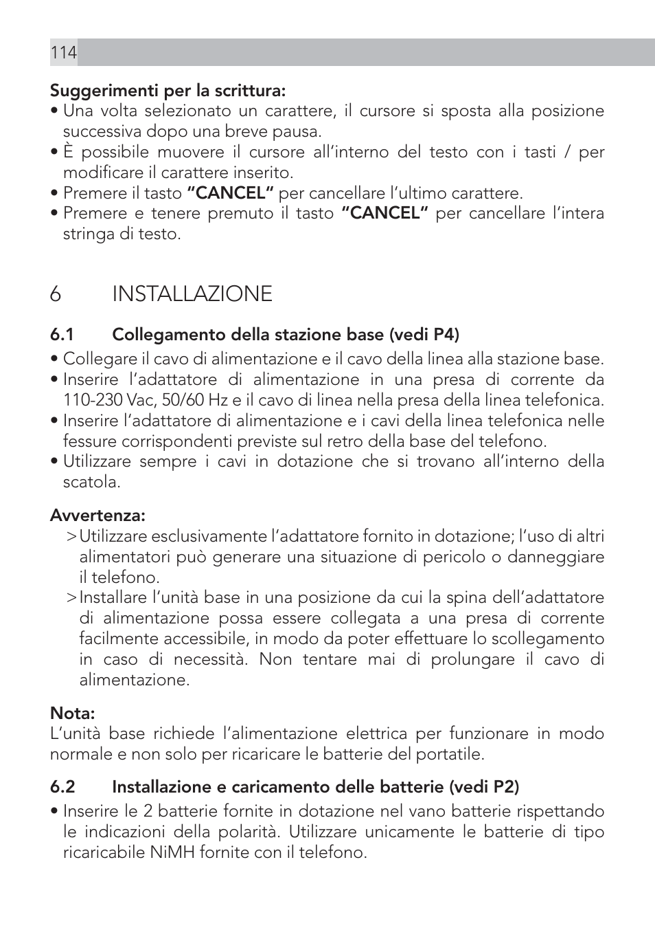 6 installazione | AEG Voxtel D575 User Manual | Page 114 / 136