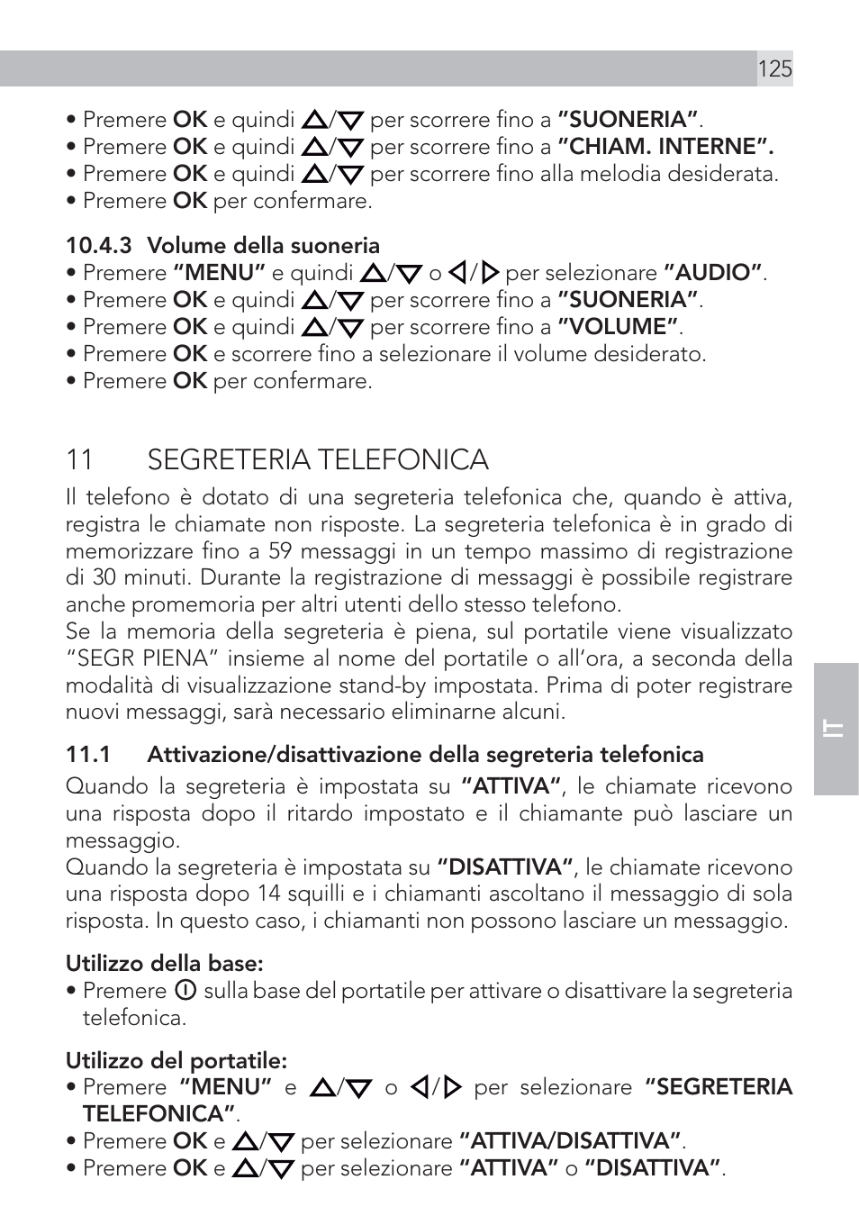 11 segreteria telefonica | AEG Voxtel D575 User Manual | Page 125 / 136