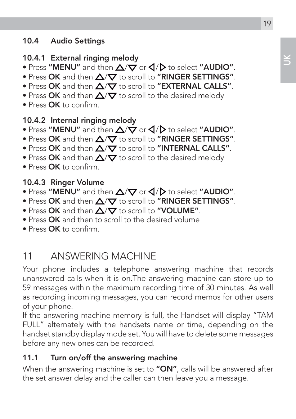 11 answering machine | AEG Voxtel D575 User Manual | Page 19 / 136