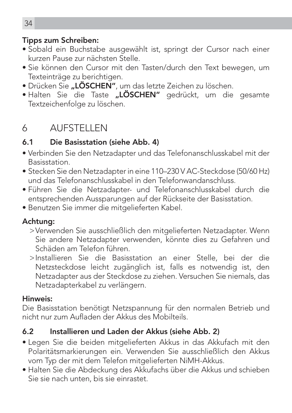 6 aufstellen | AEG Voxtel D575 User Manual | Page 34 / 136
