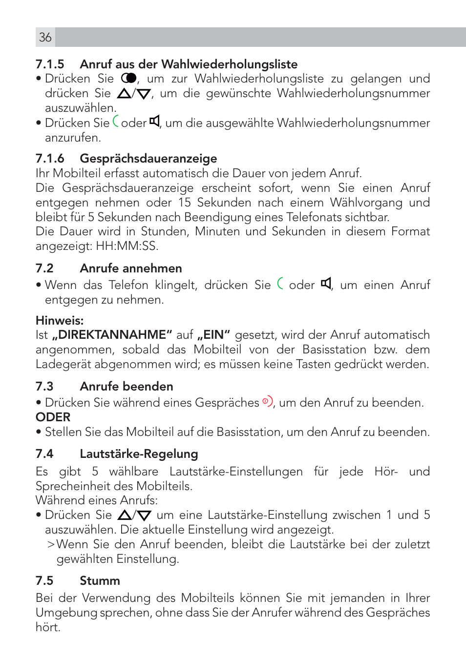 AEG Voxtel D575 User Manual | Page 36 / 136