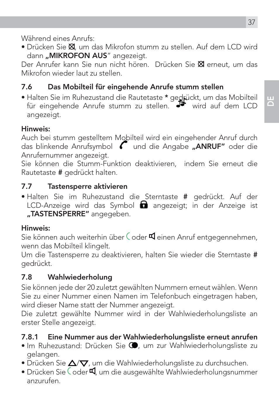 En de | AEG Voxtel D575 User Manual | Page 37 / 136