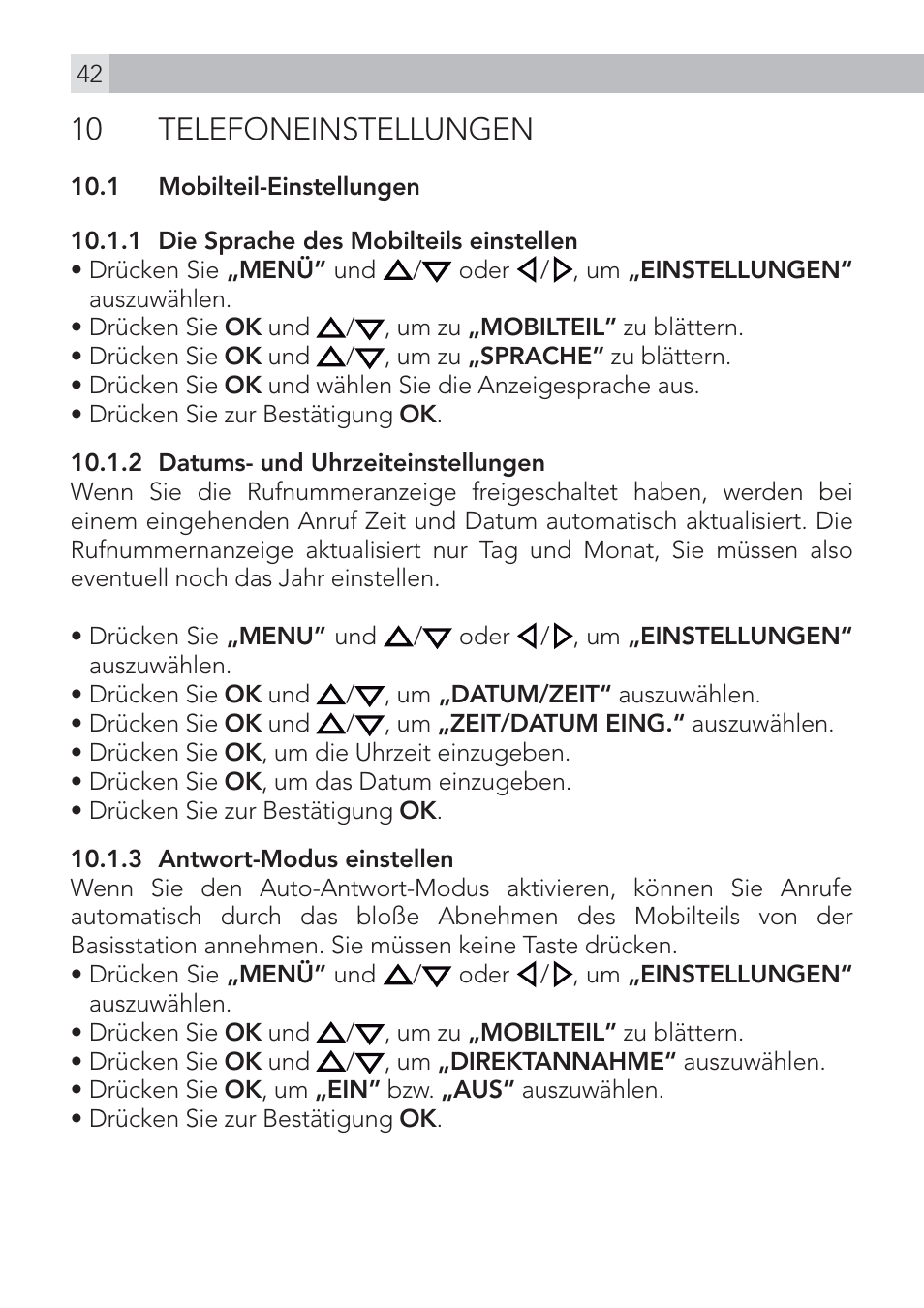10 telefoneinstellungen | AEG Voxtel D575 User Manual | Page 42 / 136