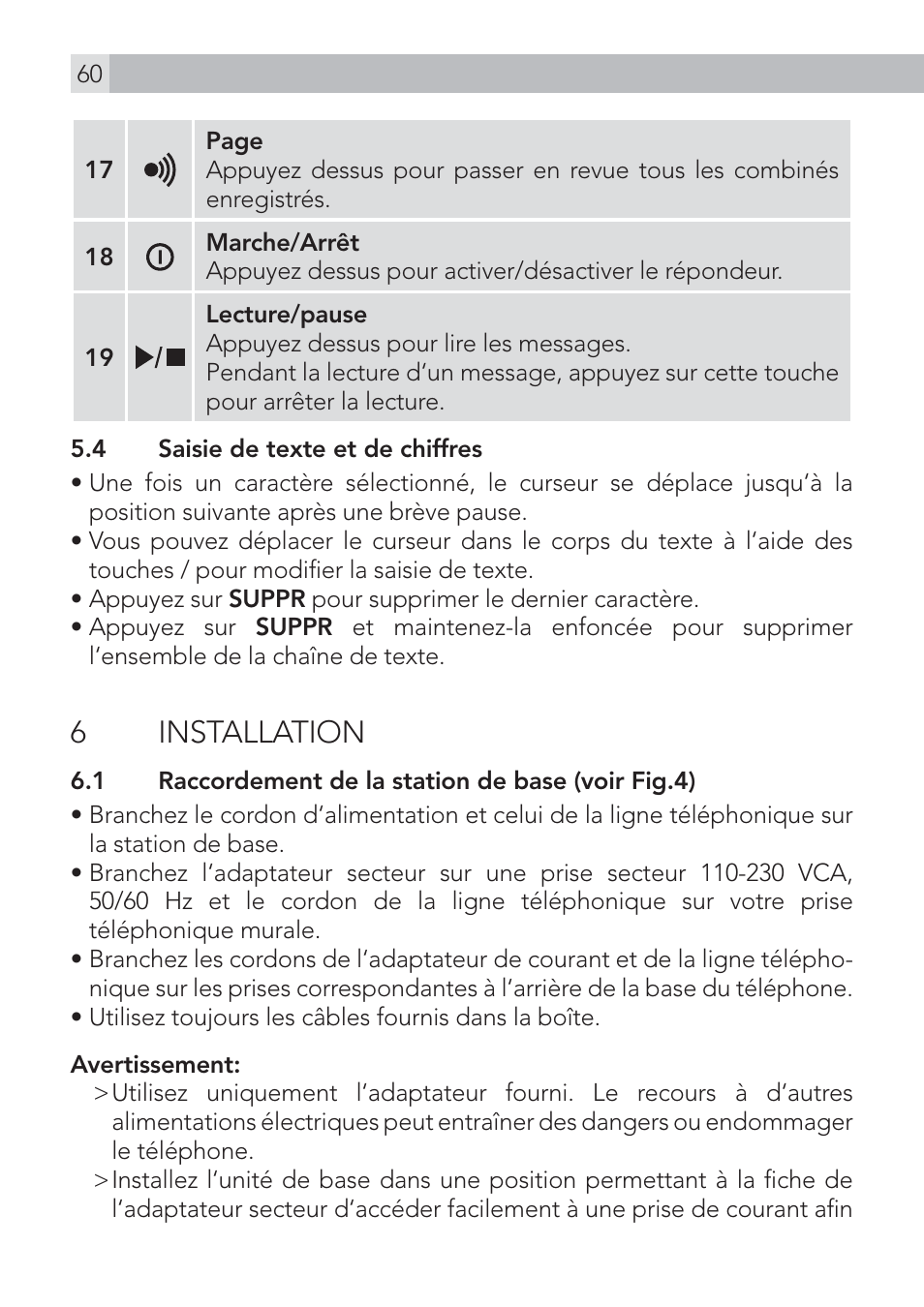 6 installation | AEG Voxtel D575 User Manual | Page 60 / 136