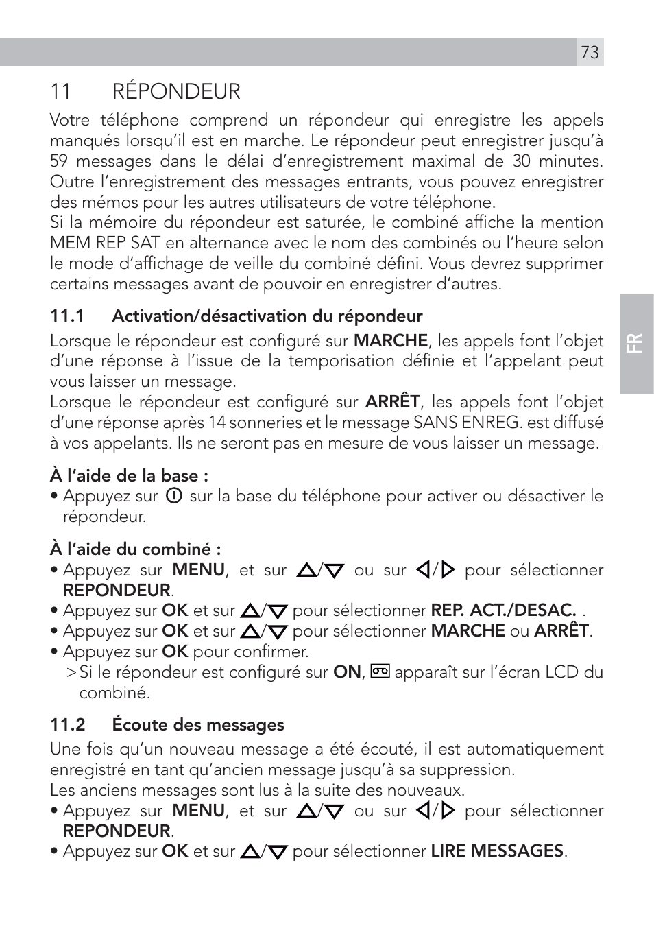 11 répondeur | AEG Voxtel D575 User Manual | Page 73 / 136