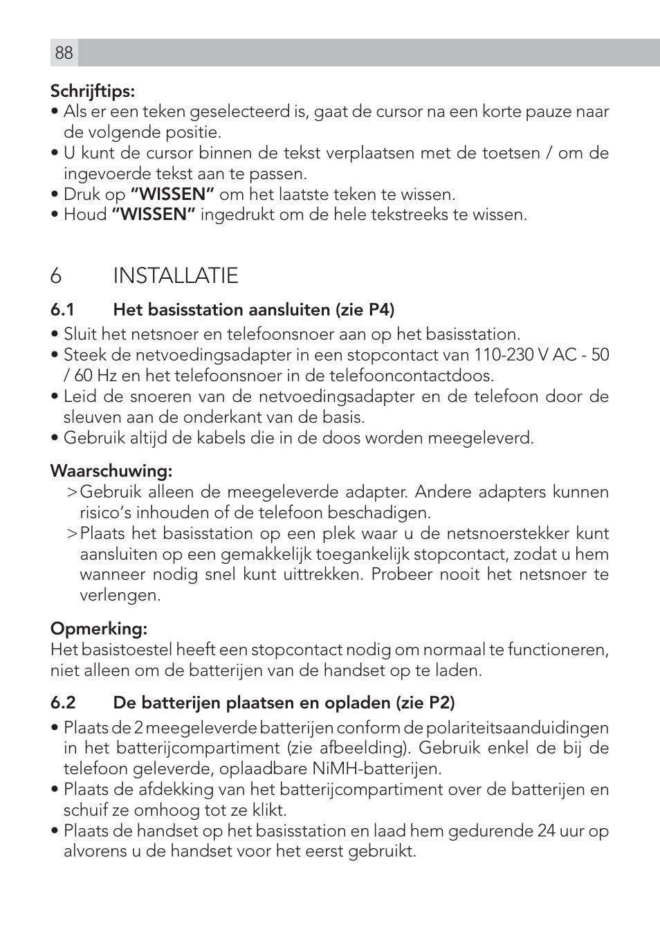 6 installatie | AEG Voxtel D575 User Manual | Page 88 / 136