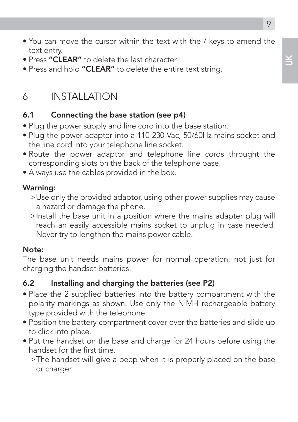 6 installation | AEG Voxtel D575 User Manual | Page 9 / 136