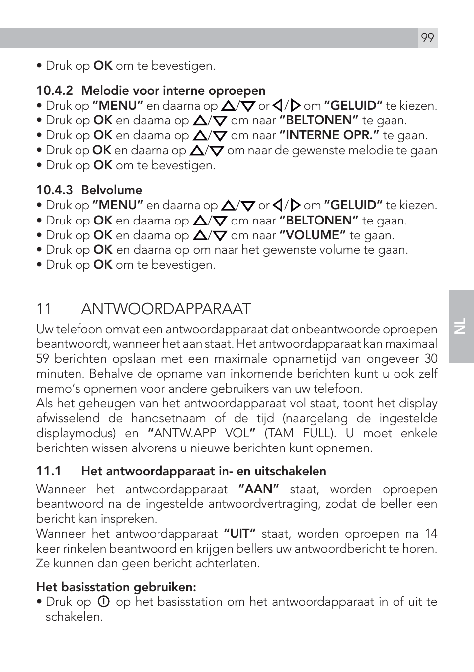 11 antwoordapparaat | AEG Voxtel D575 User Manual | Page 99 / 136