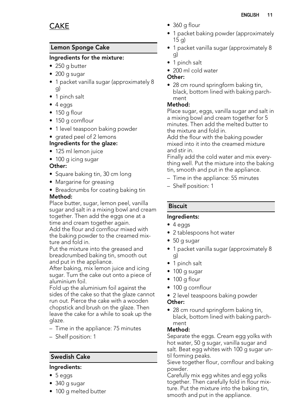 Cake | AEG KE8404021M User Manual | Page 11 / 28