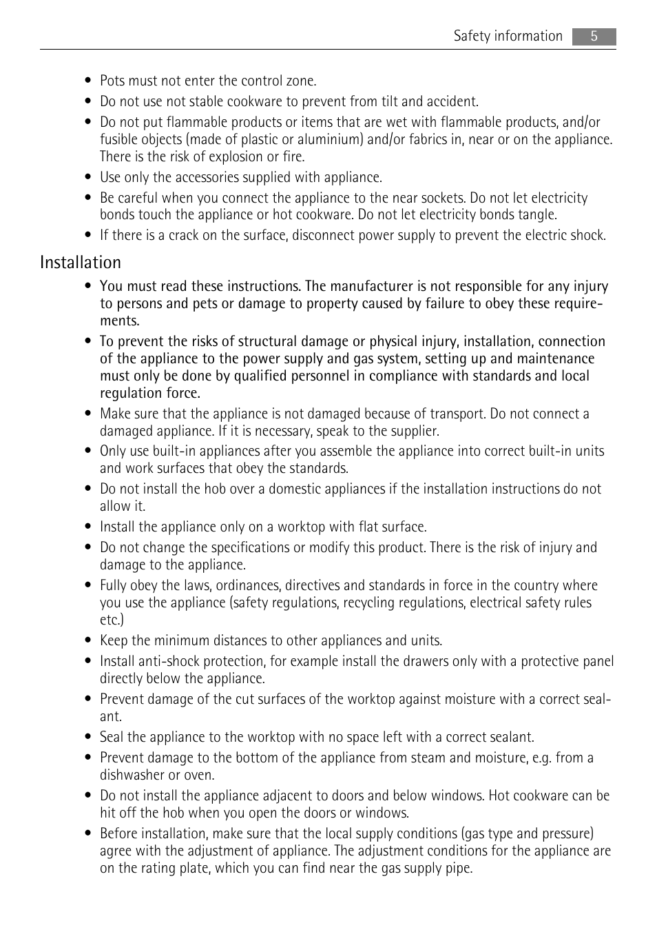 Installation | AEG HG694340XB User Manual | Page 5 / 24