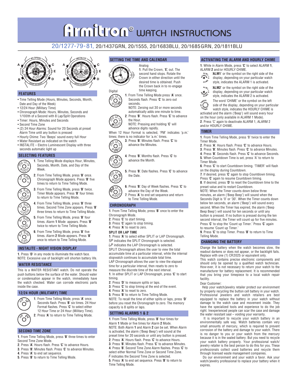 Armitron 20/1555 User Manual | 1 page