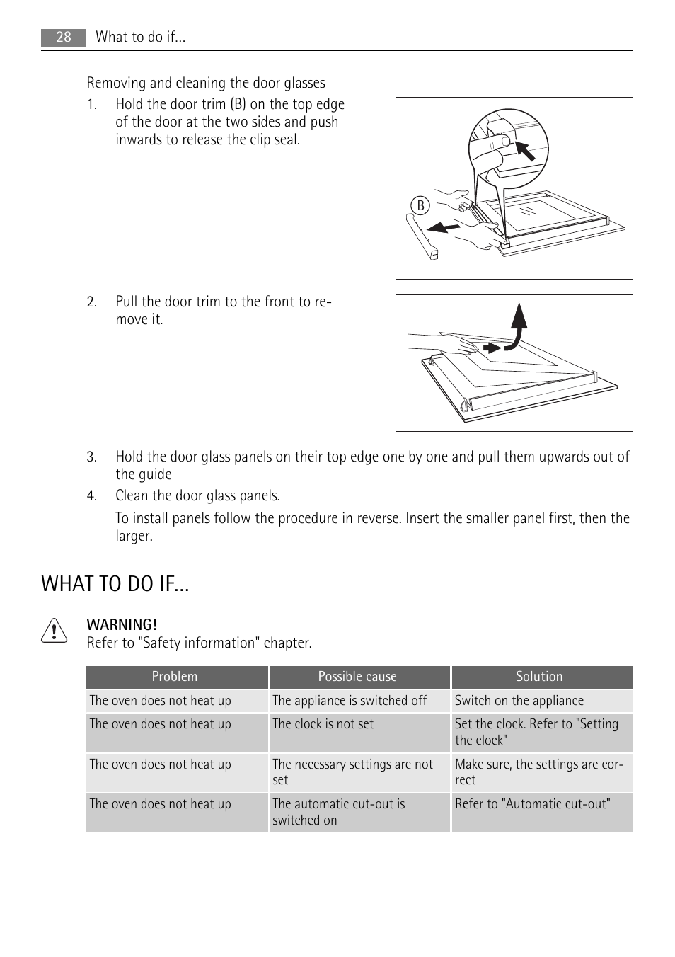 What to do if | AEG DE4003000M User Manual | Page 28 / 40