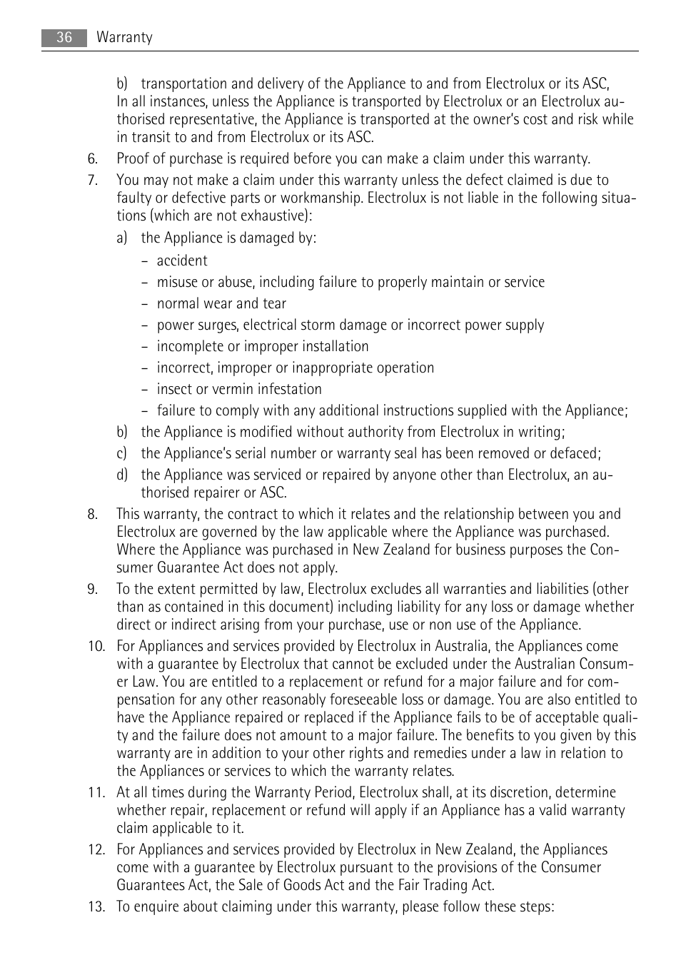AEG DE4003000M User Manual | Page 36 / 40