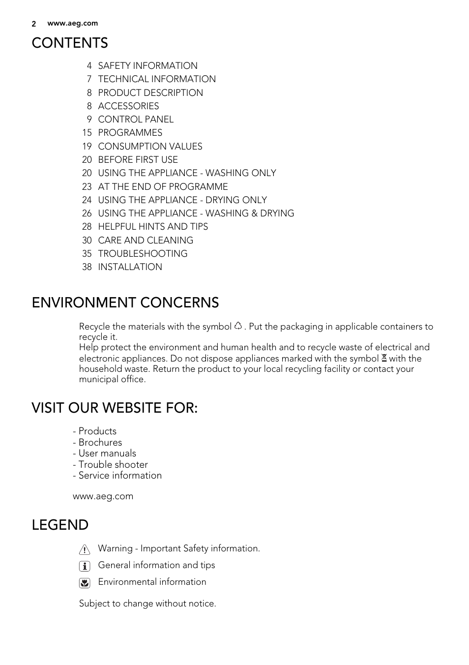 AEG L99695HWD User Manual | Page 2 / 48