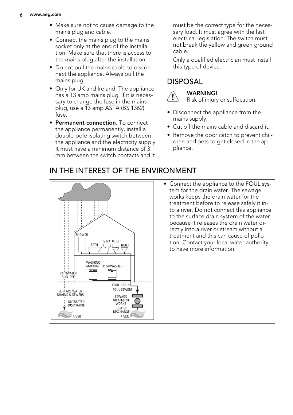 Disposal | AEG L99695HWD User Manual | Page 6 / 48