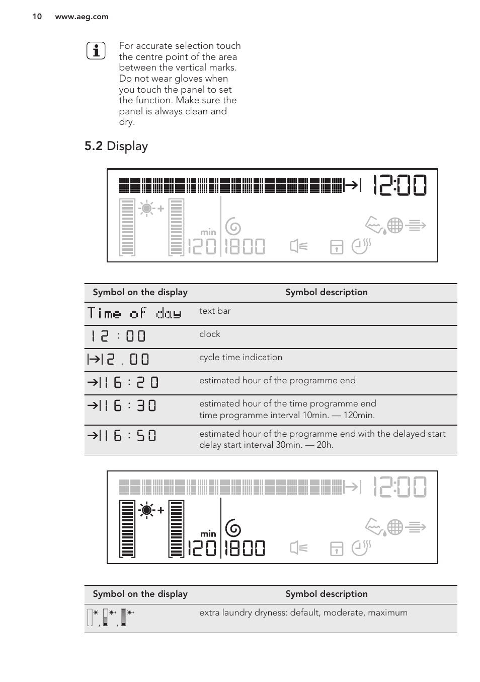 2 display | AEG T96699IH User Manual | Page 10 / 28