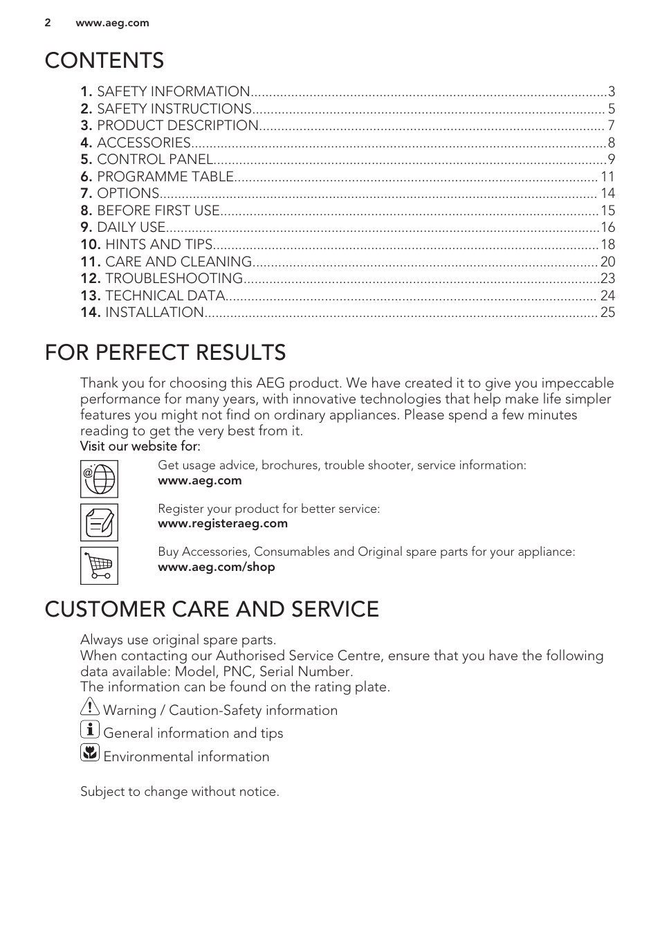 AEG T96699IH User Manual | Page 2 / 28