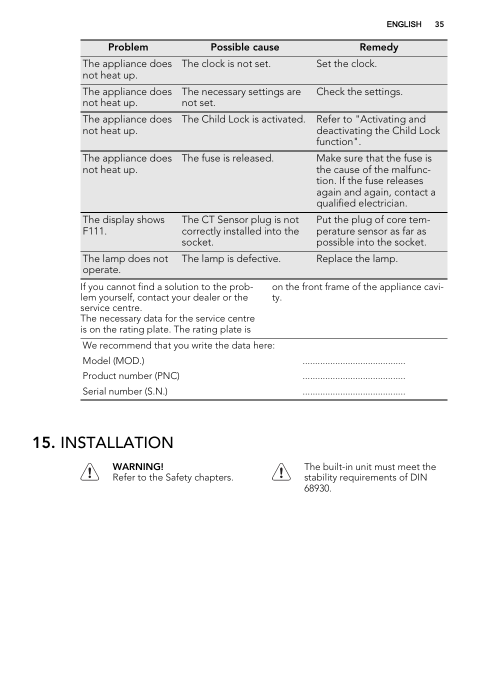 Installation | AEG KE8404021M User Manual | Page 35 / 44
