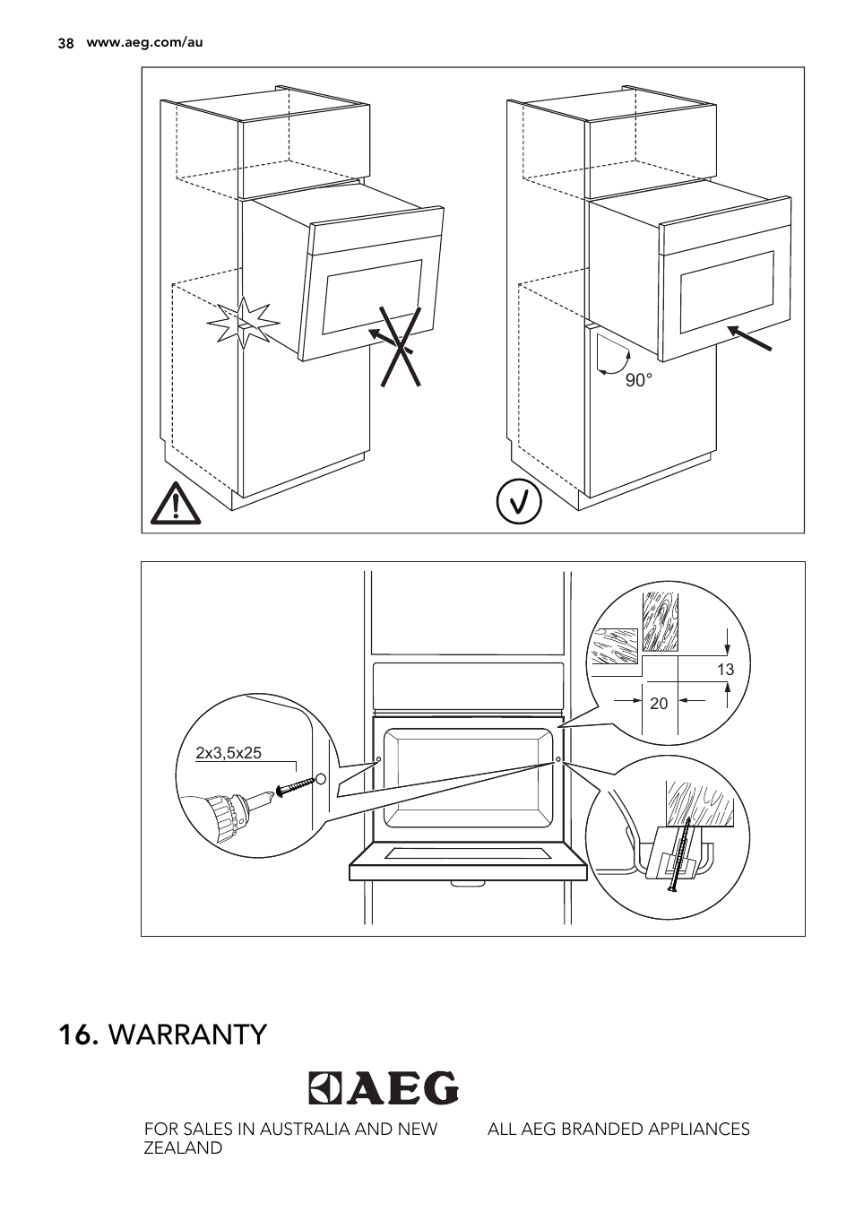 Warranty | AEG KE8404021M User Manual | Page 38 / 44