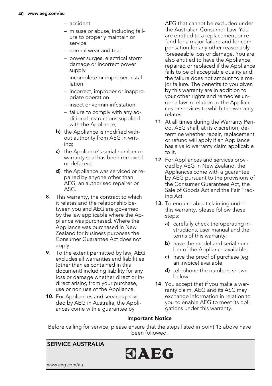 AEG KE8404021M User Manual | Page 40 / 44